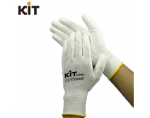 KIT白色尼龙手套 掌部浸PU胶防滑耐磨手套 耐酸碱贴手灵活打包用