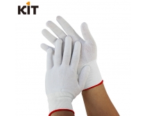 KIT 白色针织尼龙手套 透气轻薄贴手 柔软舒适精细工作礼仪打包用 M 红边